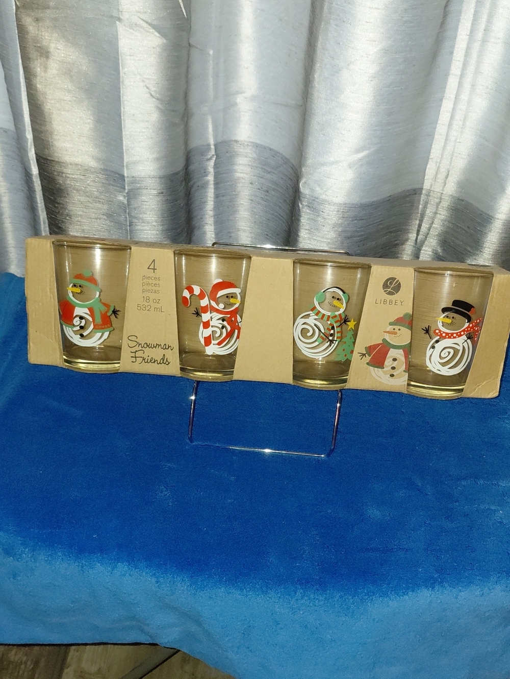 Libbey Snowman Friends New In Box. Set of 4 Drinking Glasses.
